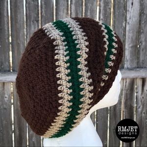Brown Tan Green Tam Dreadlock Hat Hippie Beanie